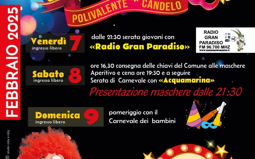 Sabato sera cena di Carnevale e Domenica dedicata ai bambini